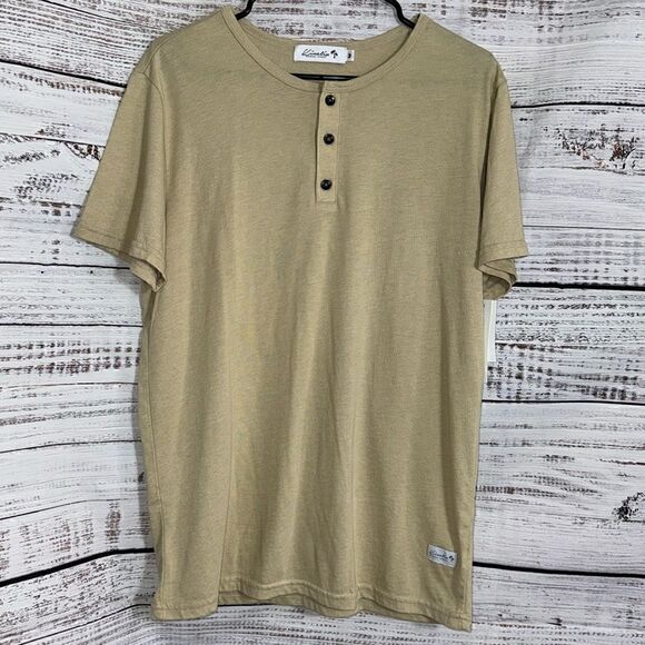 Kinetix casual luxury Hanley shirt Mens Sz Medium Beige Cotton Blend Tee New - Picture 1 of 10